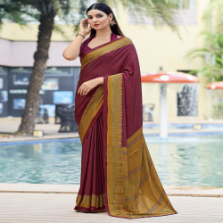 Premium Silk Crepe Printed Saree with Traditional Designer Border & Pallu